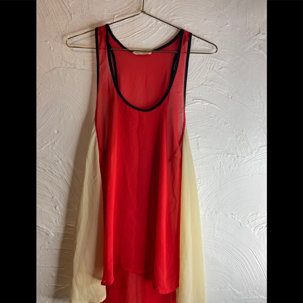 Lush Tank Top Color Block Red Cream Black Sz Large
